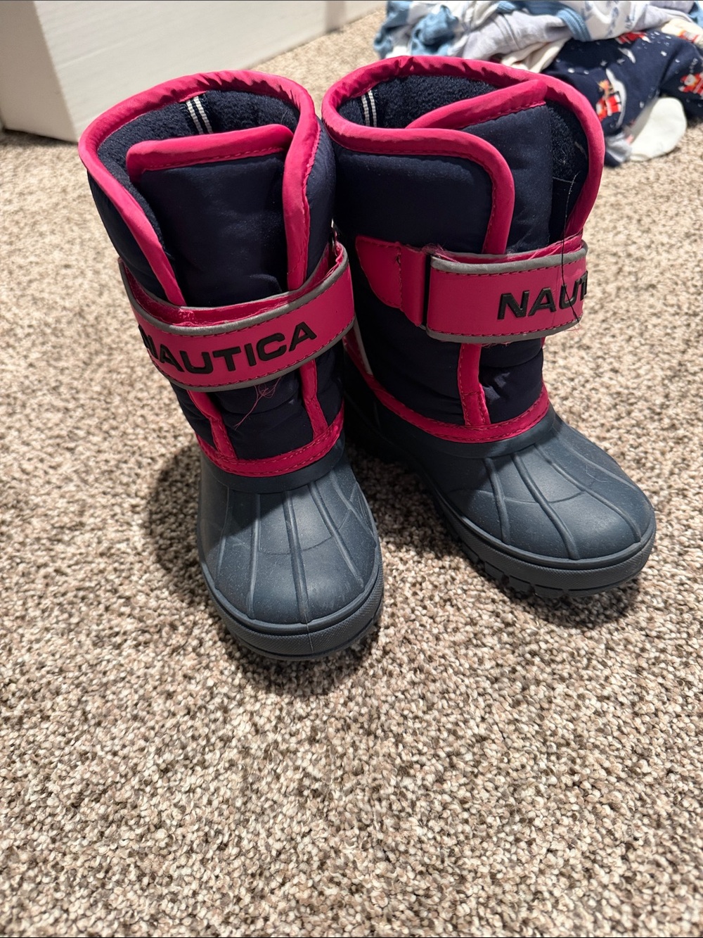 Nautica Kids Navy and Hot Pink Snow Boots